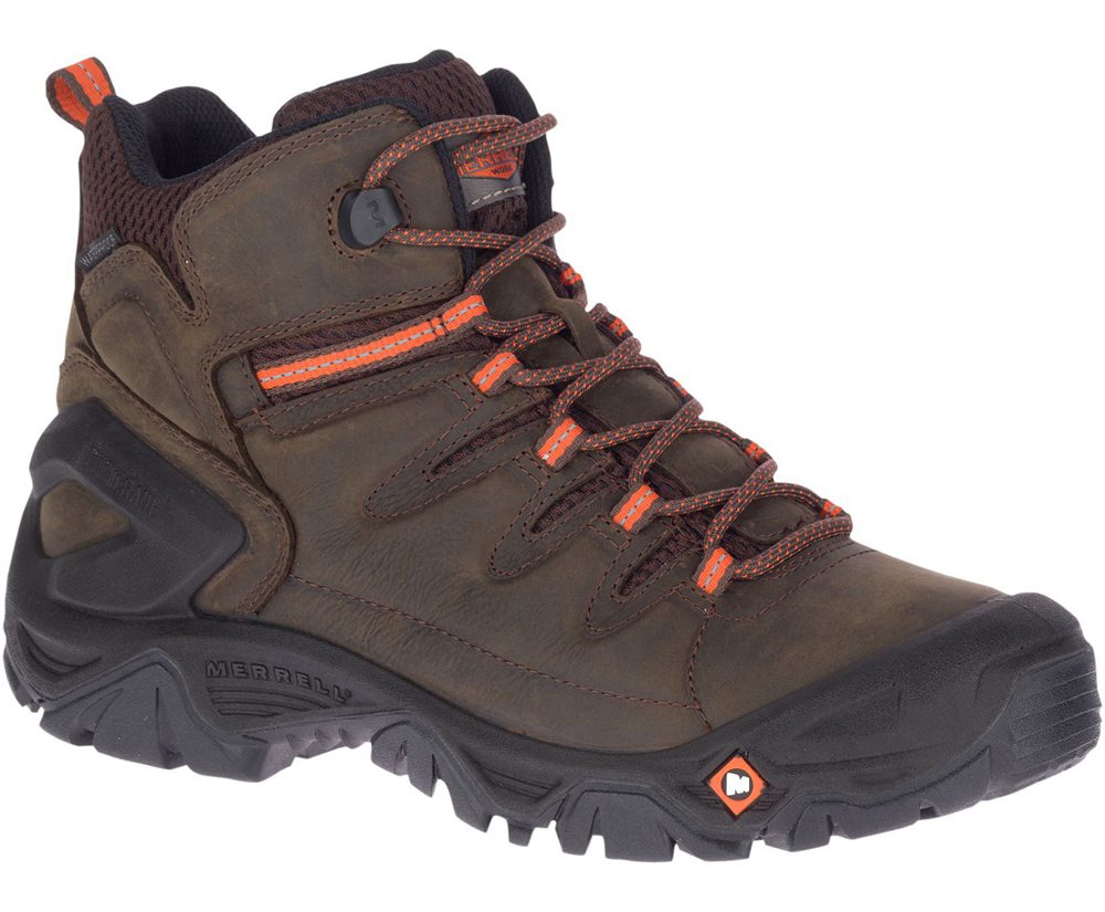 Kozaki Merrell Męskie Brązowe - Strongfield Skórzane 6\" Waterproof Slip-Resistant - 023691-HEV